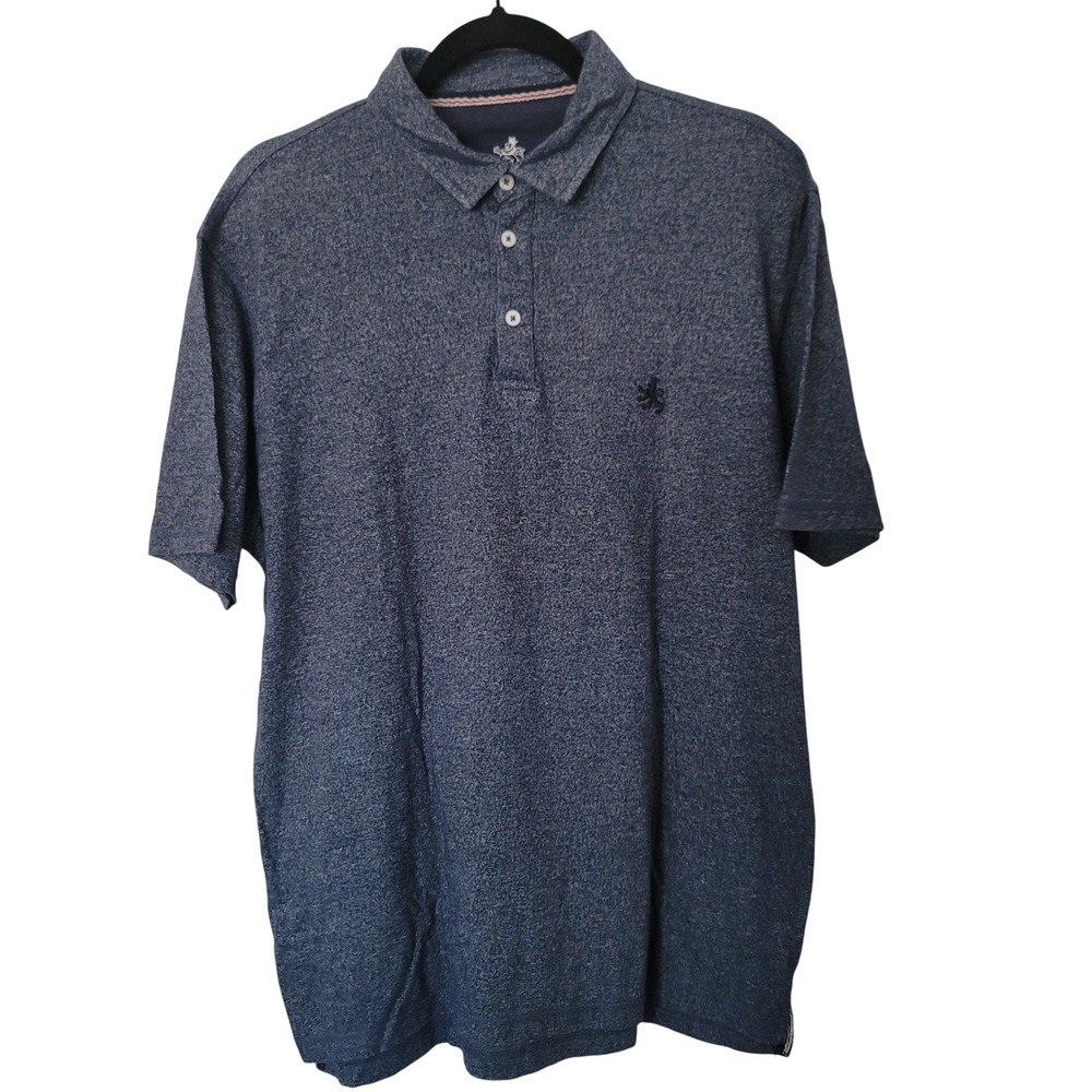 Rugby University Polo Shirt Mens Large Blue Heathered Embroidered Lion‎ Crest L
